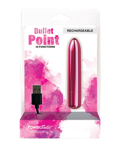 BMS Bullet Point Rechargeable Bullet Vibrator - 10 Functions Pink