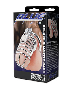 Blue Line Fetish Deluxe Chastity Cock Cage - Silver