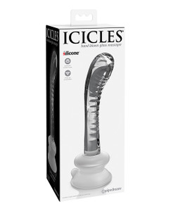 Pipedream Icicles No. 88 Hand Blown Glass G-Spot Massager Suction Cup Dildo - Clear