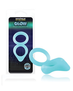 Doc Johnson Rock Solid Glow In The Dark Dual Enhancer Cock Ring - Blue
