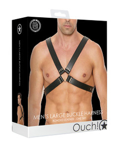 Shots Ouch Men'S Large Buckle Harness - Black
