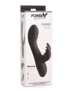 Curve Toys Power Bunnies Cuddles 10X Silicone Rabbit Vibrator - Black