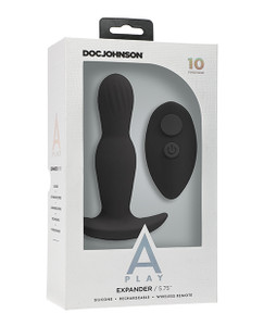 Doc Johnson A Play Expander Rechargeable Silicone Anal Plug With Remote - Black