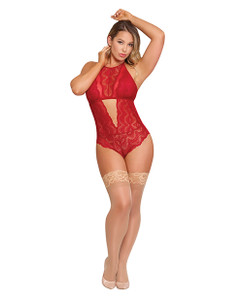 Sugar & Spice Teddy With Snap Crotch Red S/M Sugar & Spice Teddy With Snap Crotch Red S/M