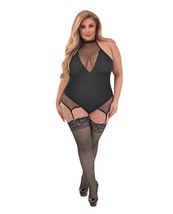 Sexy Time Fiona Halter Merry Widow Teddy With Split Crotch Black Qn Sexy Time Fiona Halter Merry Widow Teddy With Split Crotch Black Qn