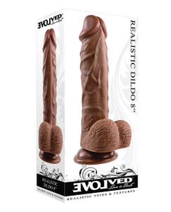 Evolved 8" Realistic Dildo With Balls - Dark