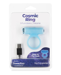 Cosmic Cock Ring With Rechargeable Bullet - 9 Functions Glow In The Dark