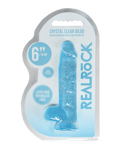 Shots Realrock Realistic Crystal Clear 6" Dildo With Balls - Blue
