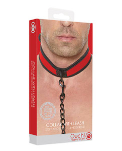 Shots Ouch Puppy Play Puppy Collar With Leash - Red