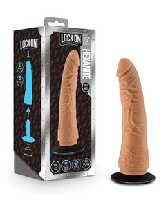 Blush Lock On 7.5" Hexanite Dildo With Suction Cup Adapter - Mocha