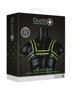 Shots Ouch Chest Bulldog Harness - Glow In The Dark L/Xl Shots Ouch Chest Bulldog Harness - Glow In The Dark L/Xl