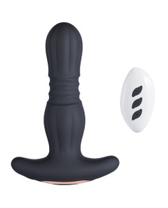 Agas Thrusting Butt Plug With Remote Control - Black