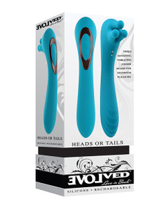 Evolved Heads Or Tails Rechargeable Vibrator - Teal