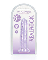 Shots Realrock Crystal Clear 6" Straight Dildo With Suction Cup - Purple