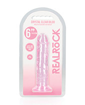 Shots Realrock Crystal Clear 6" Straight Dildo With Suction Cup - Pink