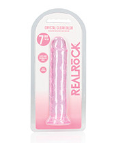 Shots Realrock Crystal Clear 7" Straight Dildo With Suction Cup - Pink