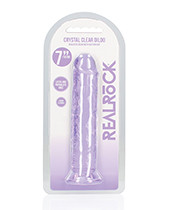 Shots Realrock Crystal Clear 7" Straight Dildo With Suction Cup - Purple