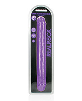 Shots Realrock 15" Double Dong Glow In The Dark - Neon Purple