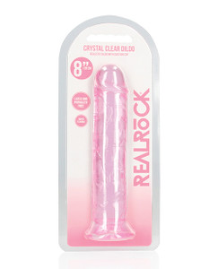 Shots Realrock Crystal Clear 8" Straight Dildo With Suction Cup - Pink