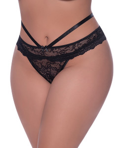 Ooh La Lace Peek-A-Boo Cheeky Panty Black Qn