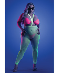 Glow Come Alive Suspender Stockings, Bralette & G-String Multi Color Qn