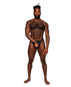 Sassy Lace Open Ring Thong Black L/Xl