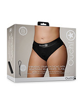 Shots Ouch Vibrating Strap On Thong With Removable Rear Straps - Black Xl/Xxl