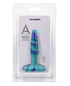 Doc Johnson A Play 4" Groovy Silicone Anal Plug - Ocean