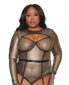 Holiday Metallic Fishnet Shrug Black/Gold Os/Xl