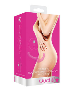 Shots Ouch Vibrating Silicone Strapless Strap On With Controller - Pink