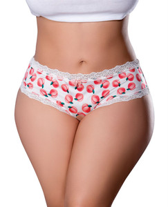 Sweet Treats Crotchless Boy Short With Wicked Sensual Care Peach Lube - White QN