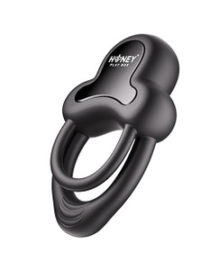 Anello Vibrating Double Cock Ring With Clitoral Stimulator - Black