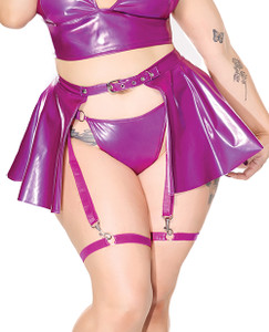 Darque PVC Skirt With Removable Leg Straps - Purple QN
