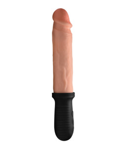 Master Series 8X Auto Pounder Vibrating & Thrusting Dildo With Handle - Flesh