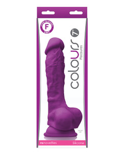 Colours Pleasures 7" Dong With Balls & Suction Cup - Purple