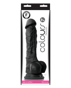 Colours Pleasures 7" Dong With Balls & Suction Cup - Black