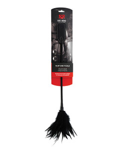 Sei Mio Slap & Tickle Dual Ended Crop & Tickler - Black
