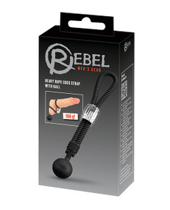 Rebel Heavy Rope Cock Lasso With Ball - Black