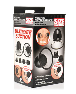 Size Matters 10X Rotating Silicone Nipple Suckers With  4 Attachments - Black