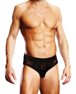 Prowler Lace Open Back Brief - Black MD