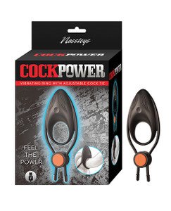 Cock Power Vibrating Ring With Adjustable Cock Tie - Black