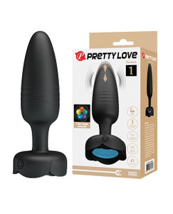 Pretty Love Tarion Thrusting Butt Plug With Multi Color Bottom Light - Black