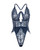 Davina V-Plunge Embroidered Teddy With Double Ring Charm - Navy LG