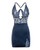 Davina V-Plunge Embroidered Babydoll With Double Ring Charm - Navy SM