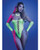 Pressure Point UV Reactive Rhinestone Studded Teddy & Gloves/Leg Warmers 2 pc Set - Neon Green O/S