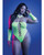 Pressure Point UV Reactive Rhinestone Studded Teddy & Gloves/Leg Warmers 2 pc Set - Neon Green QN