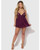 Yasmine Shimmer Mesh O-Ring Slit Cup Babydoll & G-String Set - Burgundy SM