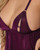 Yasmine Shimmer Mesh O-Ring Slit Cup Babydoll & G-String Set - Burgundy 3X/4X