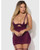 Yasmine Shimmer Mesh O-Ring Thigh Garter Chemise & G-String Set - Burgundy 1X/2X