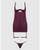 Yasmine Shimmer Mesh O-Ring Thigh Garter Chemise & G-String Set - Burgundy 1X/2X